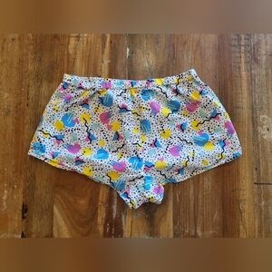 80s 90s Womens Medium Colorful Short Boxer Pajama Shorts Geometric Casual B1